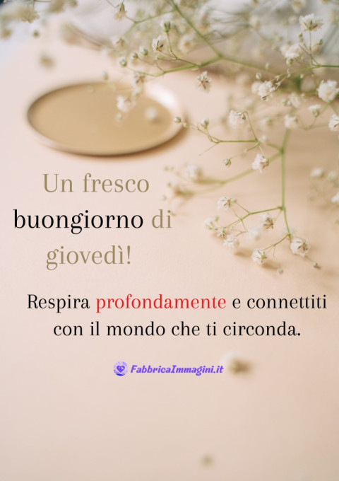 Un fresco buongiorno di giovedì! Respira profondamente e connettiti con il mondo che ti circonda