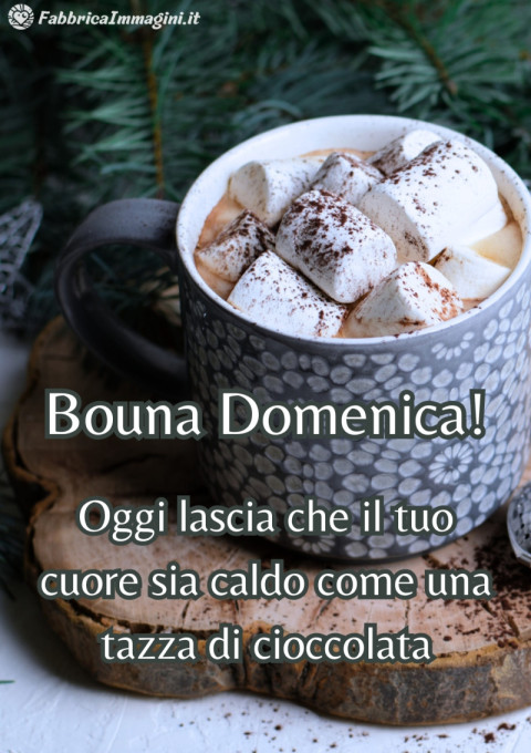 Buona domenica! Oggi lascia che il tuo cuore sia caldo come una tazza di cioccolata