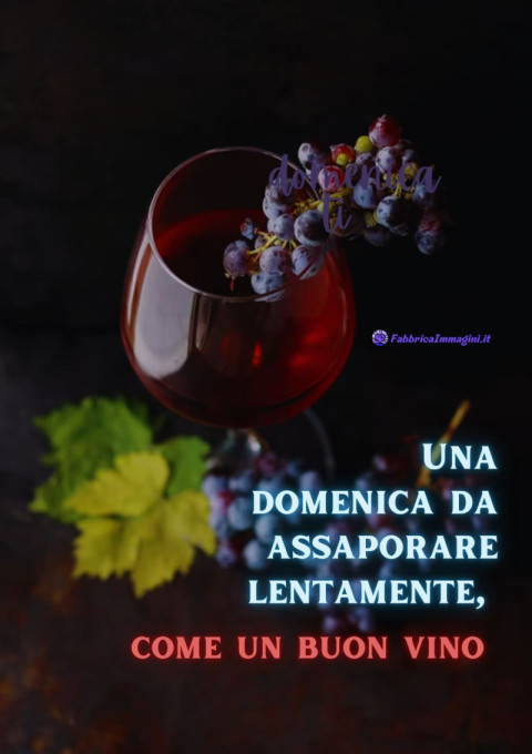Una domenica da assaporare lentamente, come un buon vino