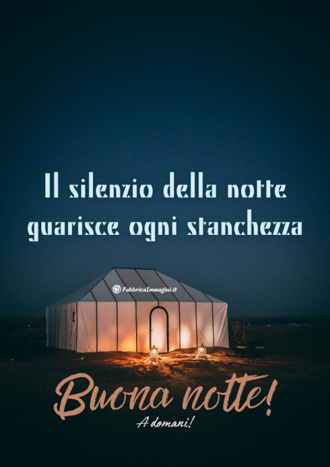 Il silenzio della notte guarisce ogni stanchezza Buona notte! A domani!