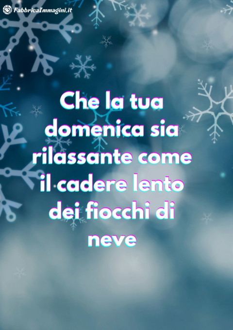 Che la tua domenica sia rilassante come il cadere lento dei fiocchi di neve