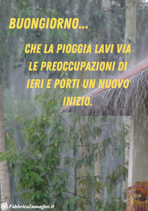 Buongiorno! Che la pioggia lavi via le preoccupazioni di ieri e porti un nuovo inizio