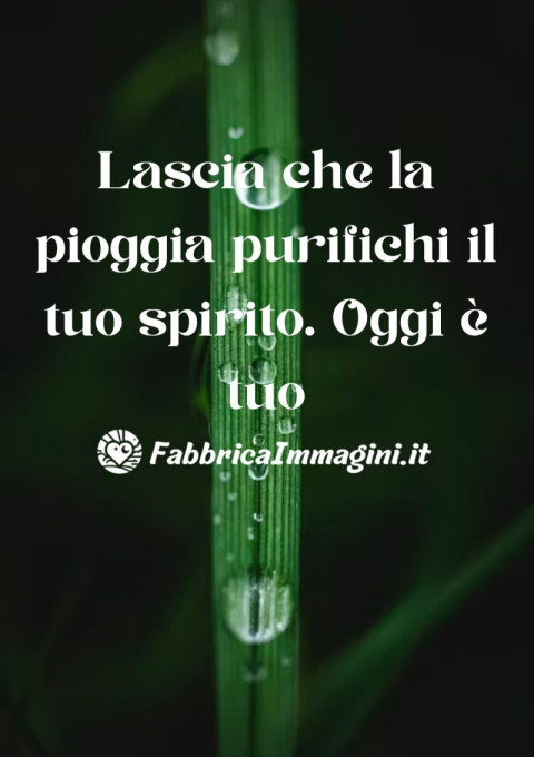 Lascia che la piggia purifichi il tuo spirito Oggi é tuo