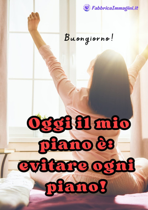 Buongiorno! Oggi il mio piano è evitare ogni piano!