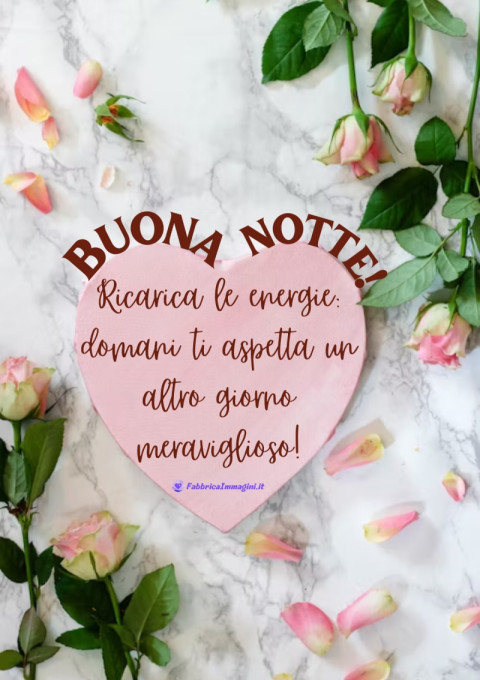 Ricarica le energie domani ti aspetta un altro giorno meraviglioso! Buona notte!