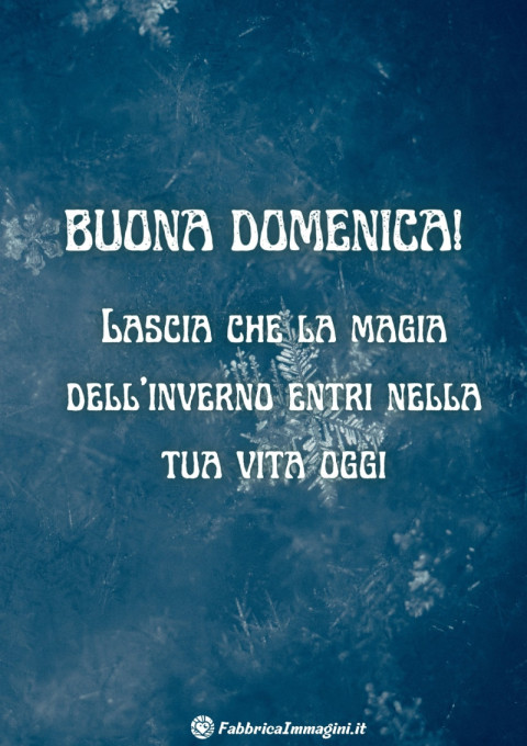 Buona domenica! Lascia che la magia dell'inverno entri nella tua vita oggi