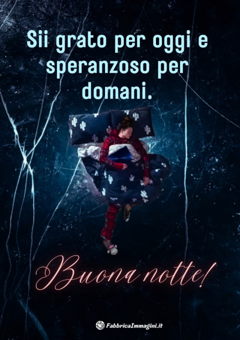 Sii grato per oggi e speranzoso per domani Buona notte!