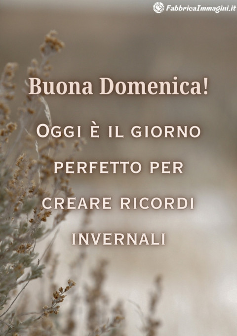 Buona domenica! Oggi è il giorno perfetto per creare ricordi invernali
