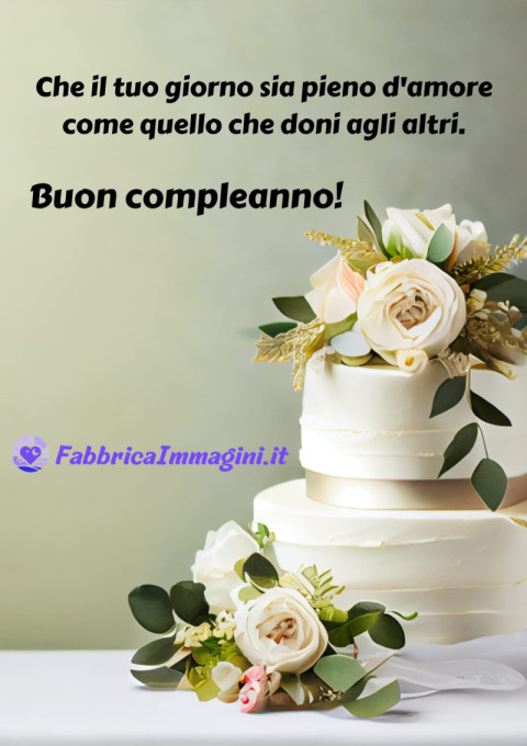 Che il tuo giorno sia pieno d'amore come quello che doni agli altri Buon compleanno!