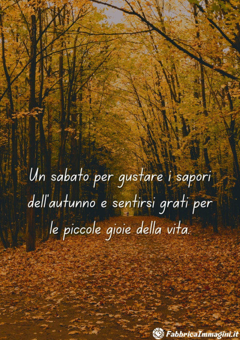 Un sabato per gustare i sapori dell'autunno e sentirsi grati per le piccole gioie della vita