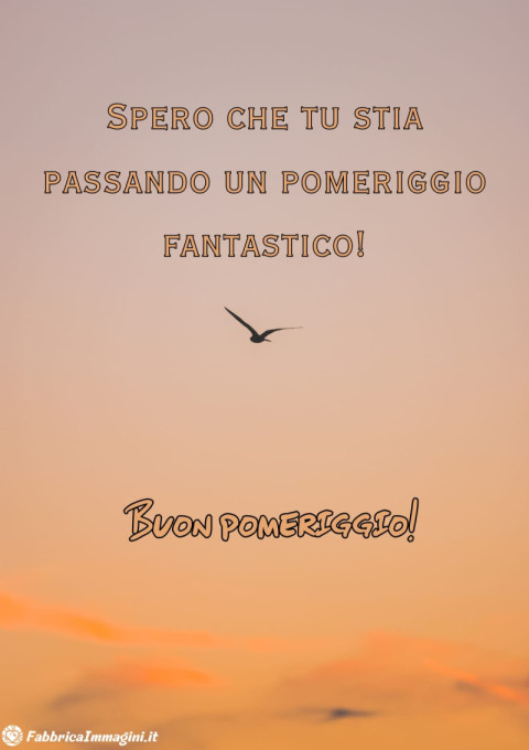Spero che tu stia passando un pomeriggio fantastico!