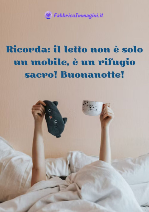 Ricorda il letto non è solo un mobile, è un rifugio sacro! Buonanotte!