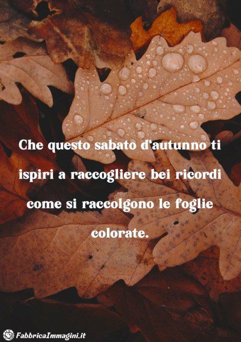 Che questo sabato d'autunno ti ispiri a raccogliere bei ricordi come si raccolgono le foglie