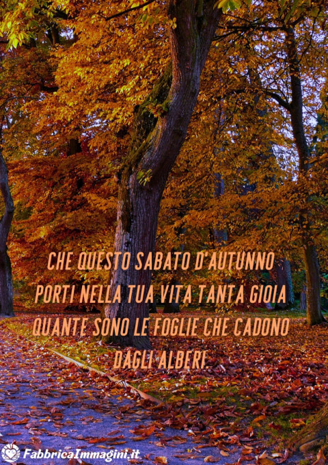 Che questo sabato d'autunno porti nella tua vita tanta gioia quante sono le foglie che cadono dagli