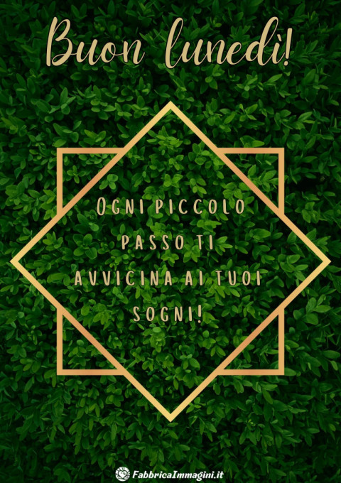 Buon lunedì! Ogni piccolo passo ti avvicina ai tuoi sogni!