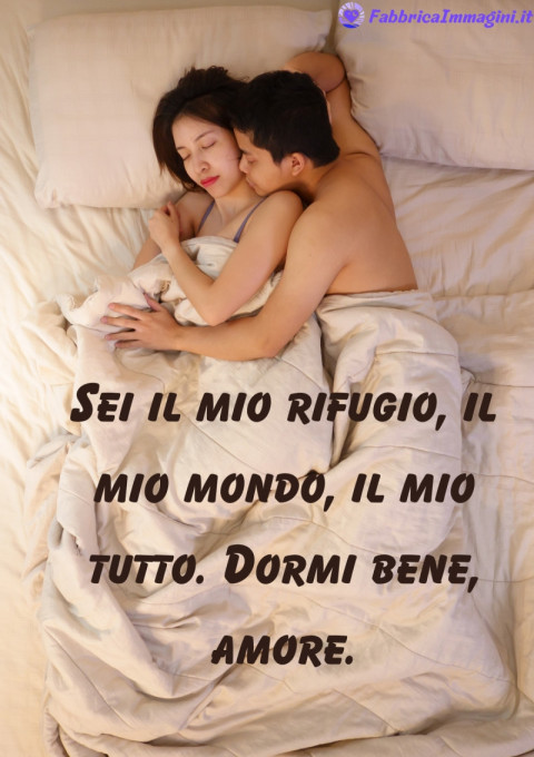 Sei il mio rifugio, il mio mondo, il mio tutto Dormi bene, amore