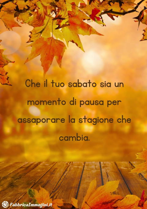 Che il tuo sabato sia un momento di pausa per assaporare la stagione che cambia