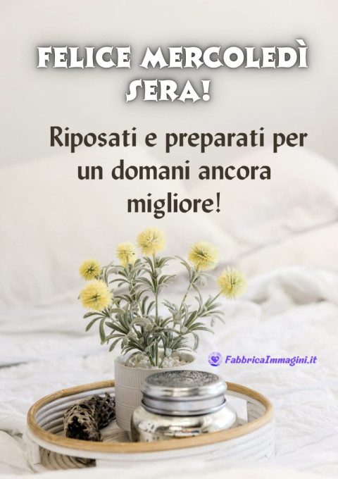 Felice mercoledì sera! Riposati e preparati per un domani ancora migliore!