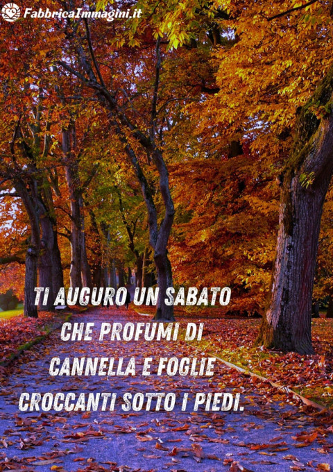 Ti auguro un sabato che profumi di cannella e foglie croccanti sotto i piedi