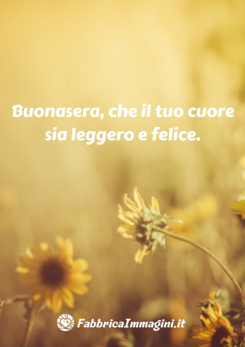 Buonasera, che il tuo cuore sia leggero e felice