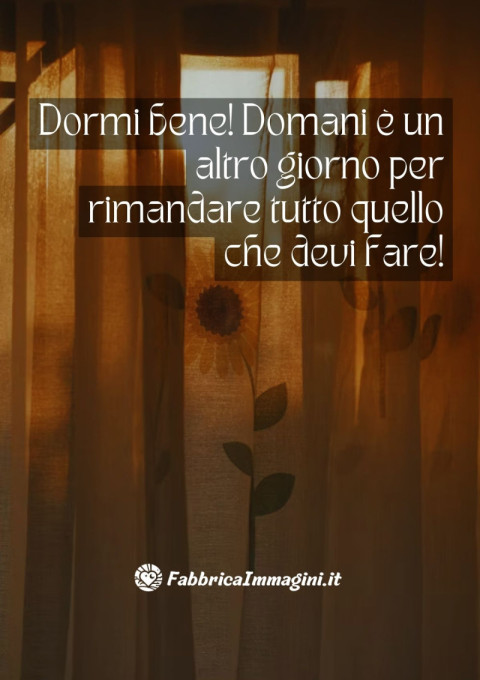 Dormi bene! Domani è un altro giorno per rimandare tutto quello che devi fare!